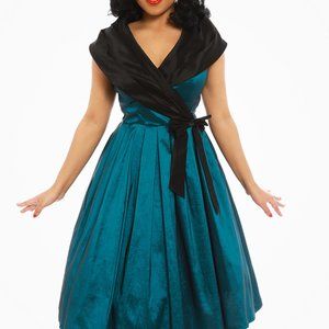 Lindy Bop Amber Lea Teal Taffeta Swing Dress